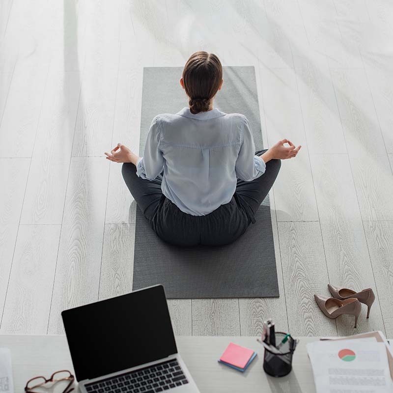 Office Worker Practising Yoga